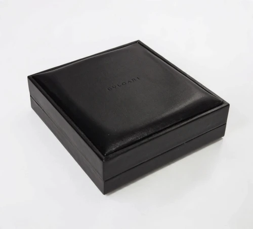 Bvlgari necklace / bracelet box black leather with beige inner cushion