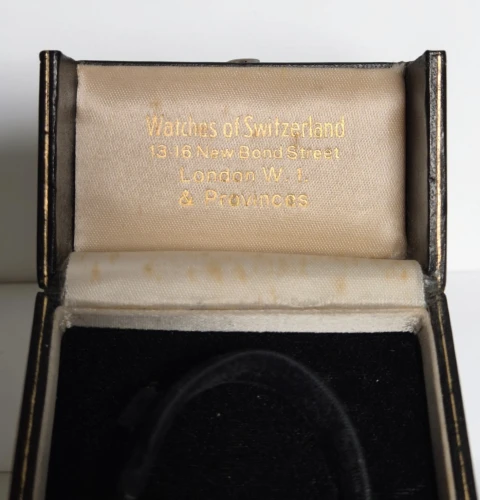 Vintage Watches of Switzerland black watch box circa 1980s