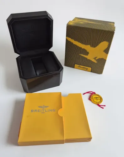 Breitling bakelite octagon shape watch box with outer box Circa 2000s