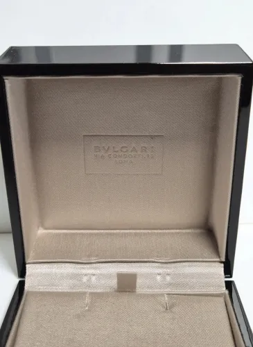 Bvlgari earring box shiny black laquer + outer box