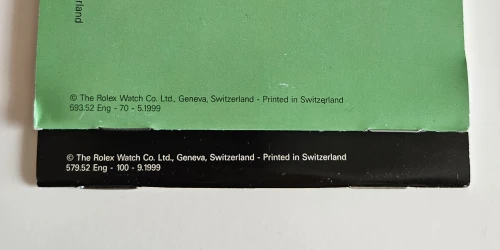 Rolex Datejust instruction manual 1999 + Accessories set 593.52 Eng  - 70 - 5.1999