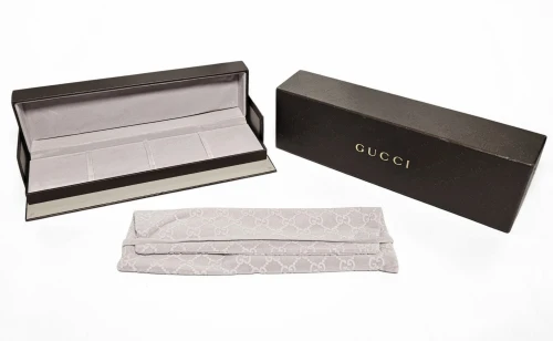 Gucci long flat box for watches / bracelets / jewellery with grey velvet pouch