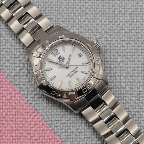 TAG Heuer Aquaracer WAF1414 28mm Mother of Pearl dial Box & Papers