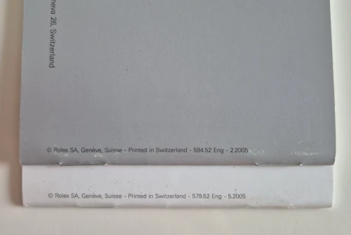 Rolex Submariner Manual 2005 set 594.52 Eng - 2.2005 + Your Rolex Oyster manual 579.52 Eng - 5.2005