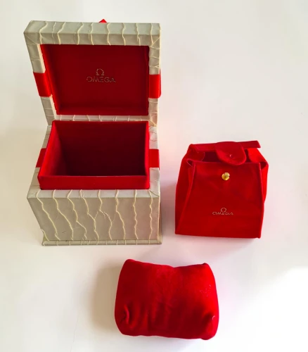 Omega watch box for ladies constellation / Deville Cream with red ribbon