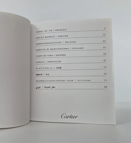 Cartier Instruction manual & guarantee papers PCWA4184 / PCWA4183