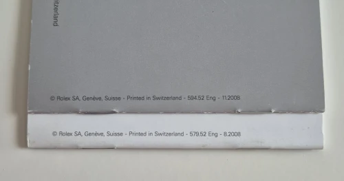 Rolex Submariner Manual 2008 set 594.52 Eng - 11.2008 + Your Rolex Oyster manual 579.52 Eng - 8.2008