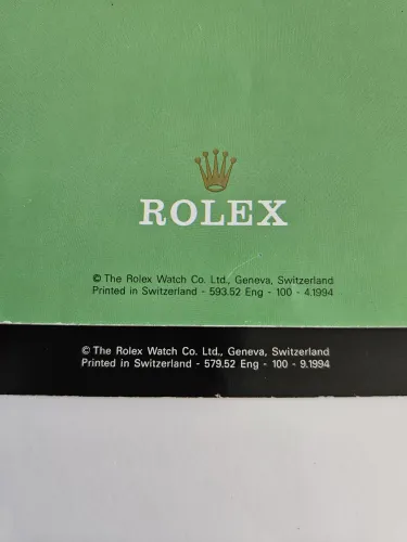 Rolex Datejust manual 1994 + Your Oyster set 593.52 Eng - 100 - 4.1994 / 579.52 Eng - 100 - 9.1994