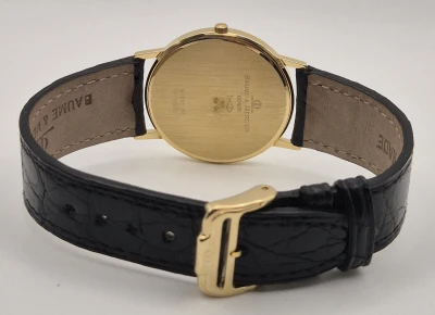 Baume & Mercier MV045088 18ct gold case, White dial, Blk Strap
