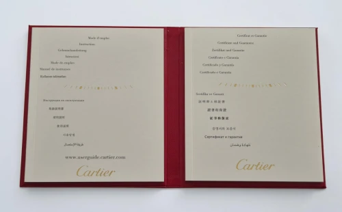 Cartier Instruction manual & guarantee papers PCWA0396 circa 2016