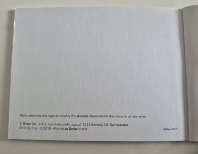 Rolex Submariner Manual 2018 599.02 Eng