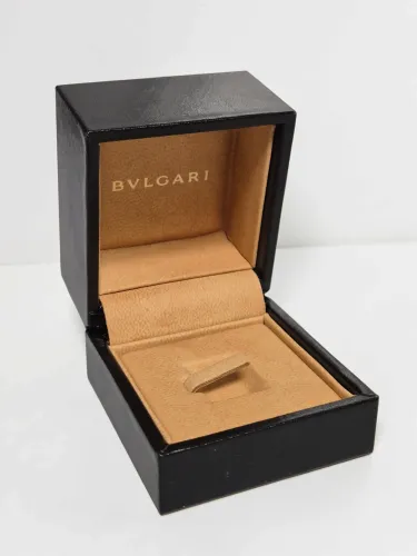 Bvlgari ring box black leather box with tab holder B.ZERO1 / Serpenti / Tubogas