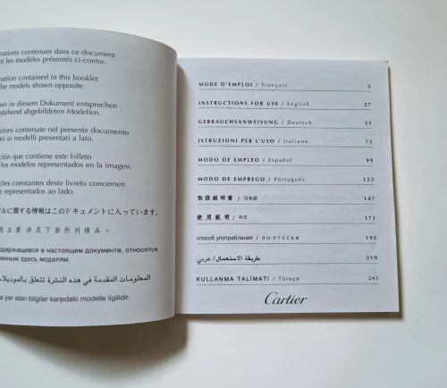Cartier Instruction manual with cover PCWA0377