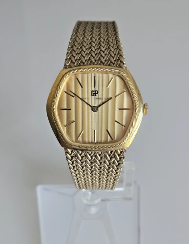 Girard Perregaux Manual wind watch Gold Plated Hexagonal case with integrated bracelet Circa 1980s